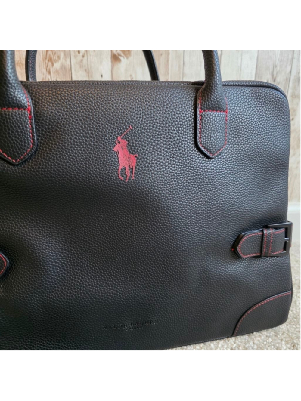 Polo Ralph Lauren Black Weekender Travel Gym Bag with Red Stitching NWOT - Picture 2 of 13